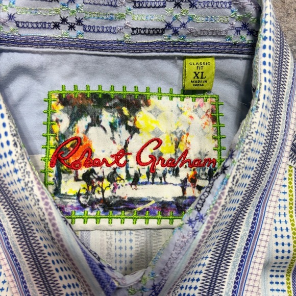 Robert Graham Classic Fit Button Down Shirt Striped Multi Color Mens XL - Picture 3 of 6